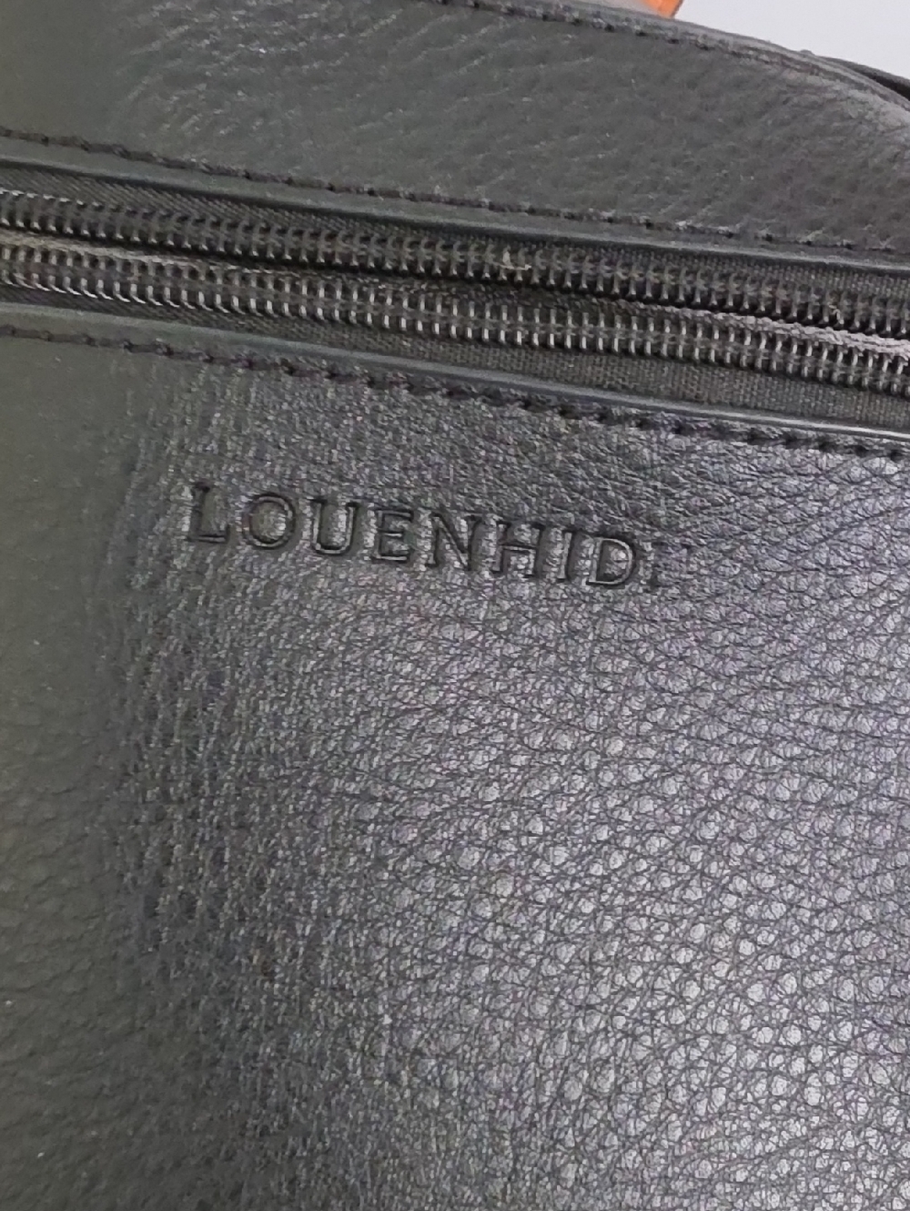 LOUENHIDE Black Pebbled Leather Satchel with Front Zip Detail